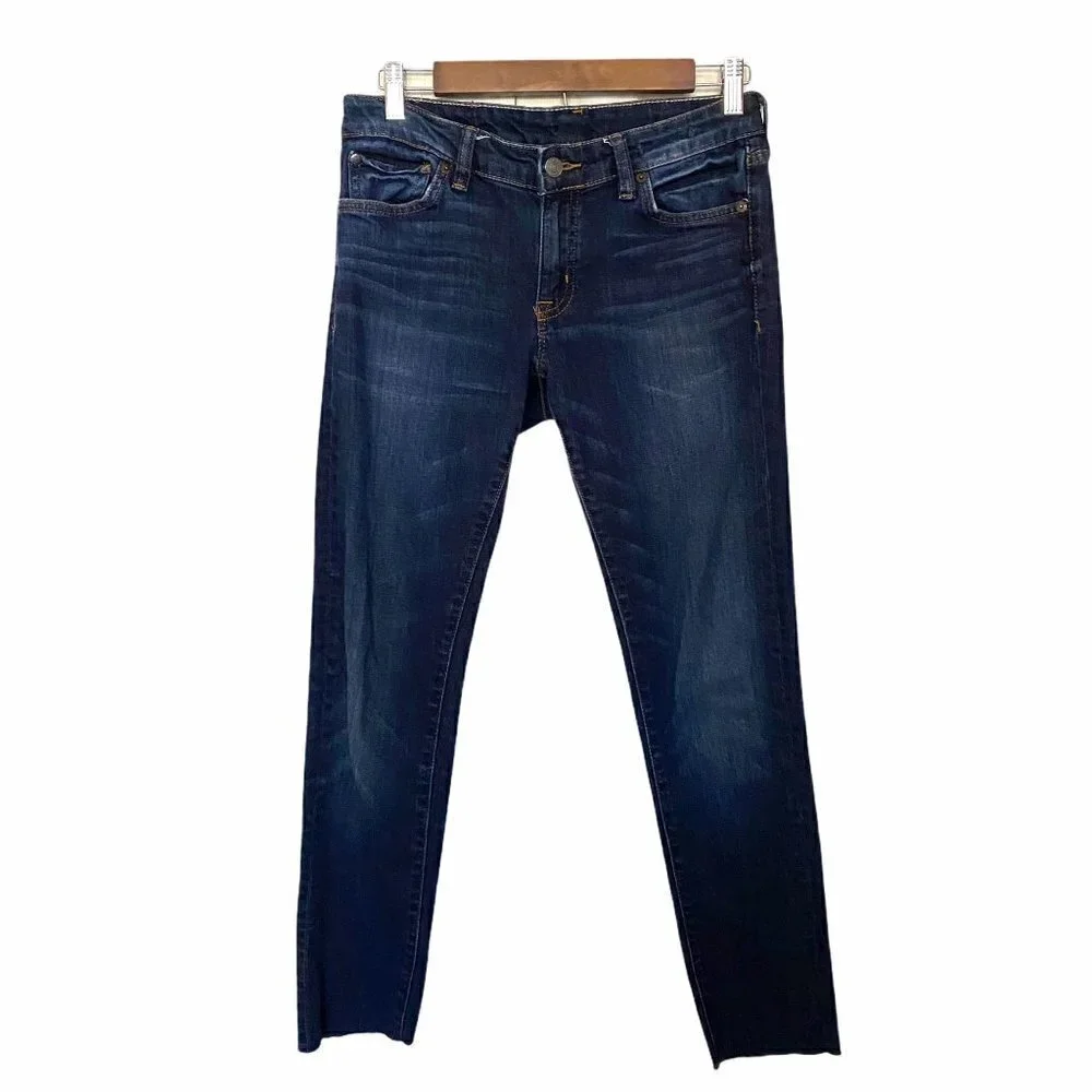 Denim & Supply Ralph Lauren Raw Hem Dark Wash Whiskered Skinny Jeans Size 29